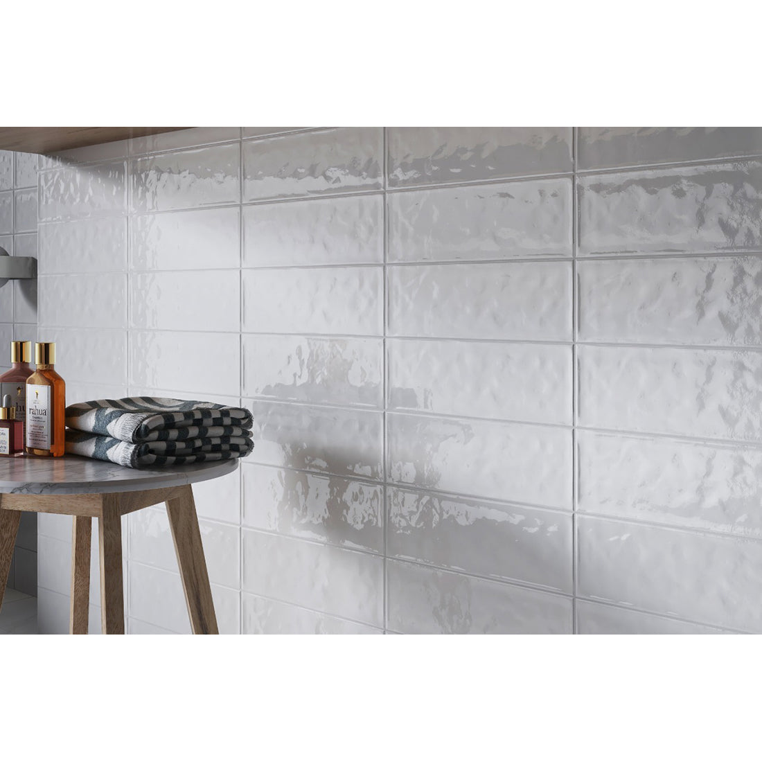 Subway 10x30 White Gloss Bumpy Non Rectified Ceramic Tile