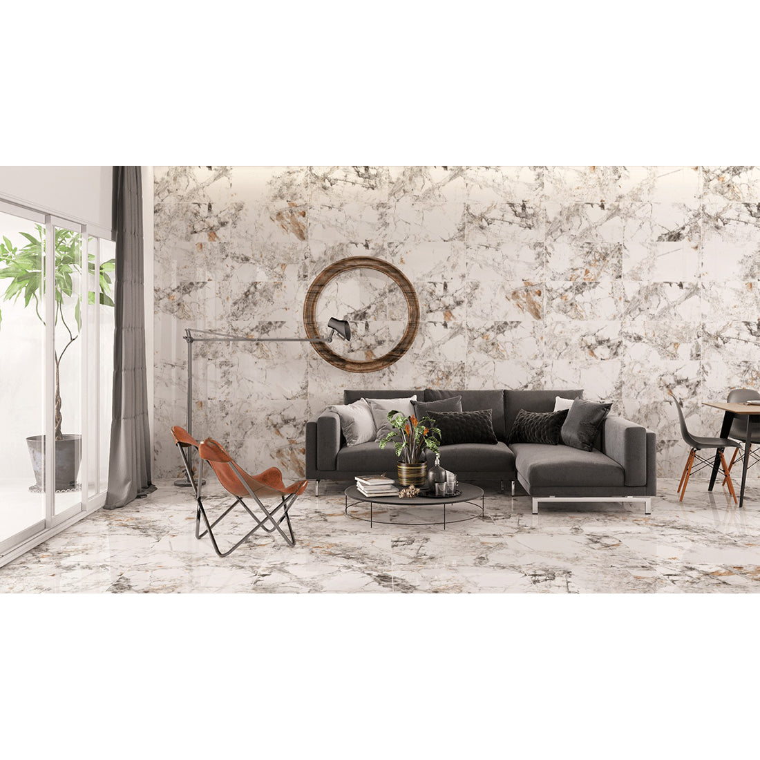 Zebra 30x60 White Polished Porcelain Tile
